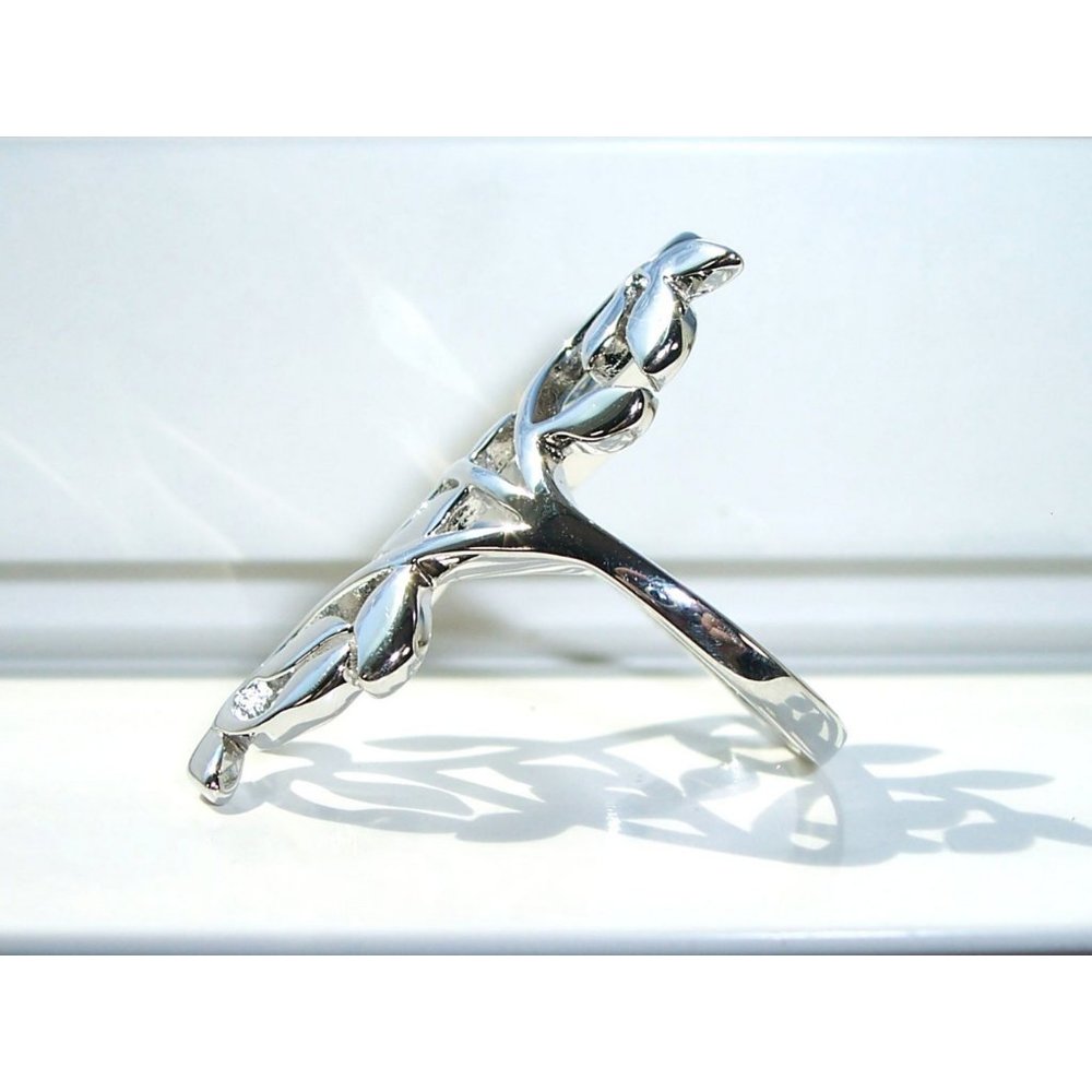 925 STERLING SILVER Extravagant Leaves Statement Ring - Picture 7 of 16